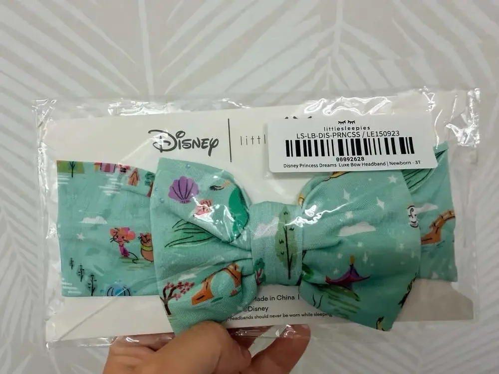 Little Sleepies Disney Princess Dreams Luxe Bow Headband Newborn - 3T